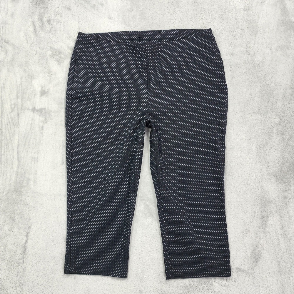 Chico's Pants Womens 0 2/S Black White Polka Dot Capri Pull On Stretch Office